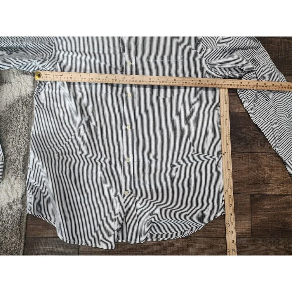 BANANA REPUBLIC Soft Wash Tailored Slim Fit Blue/White BUTTON-UP Shirt XL